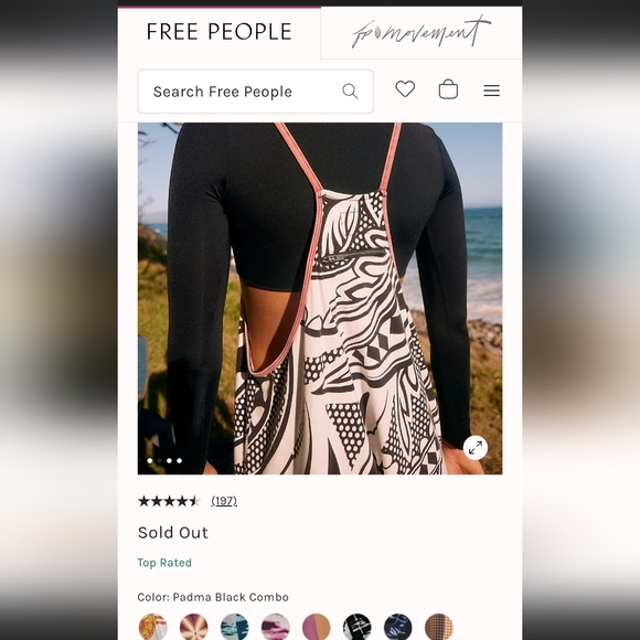 RARE Free People Movement Hotshot Onsie Printed Padma Black Combo Sz S NWT - Picture 3 of 8